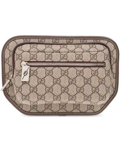 Gucci Belt Bag From 'GG Supreme' Canvas, - Gray