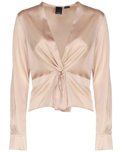 Pinko Torchon Blouse In Silk - Natural