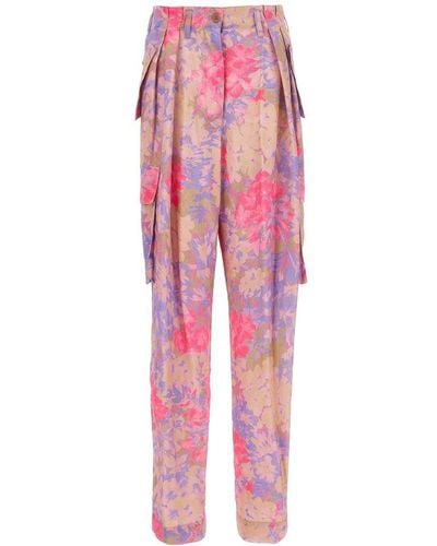 Dries Van Noten Floral Printed Pleated Trousers - Pink
