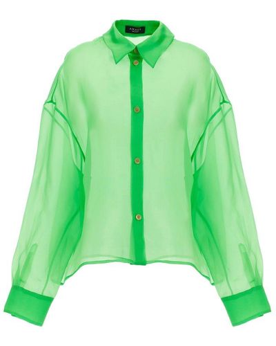 A.W.A.K.E. MODE Organdy 80s Buttoned Shirt - Green