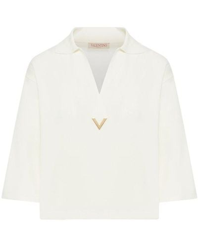 Valentino Logo Plaque Straight Hem Jumper - White