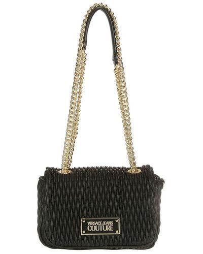 Versace Quilted Chain-linked Shoulder Bag - Black
