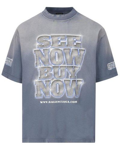 Balenciaga See Now Buy Now T-Shirt - Blue
