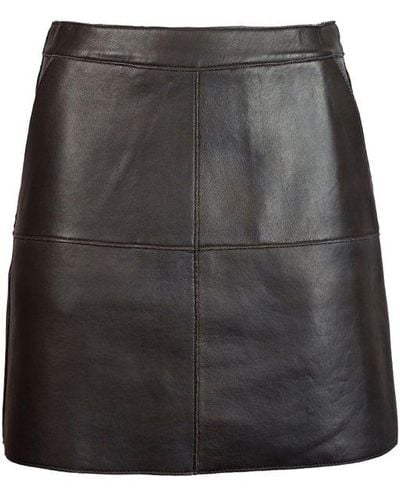 P.A.R.O.S.H. A-line Leather Thigh Length Mini Skirt - Grey
