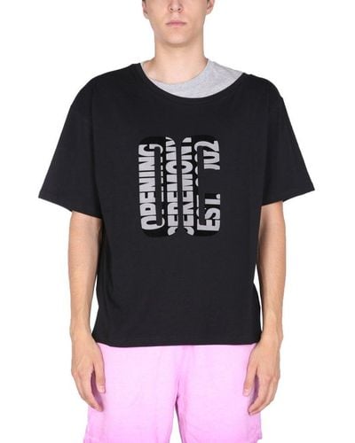 Opening Ceremony Logo Printed Double Collar T-shirt - Black