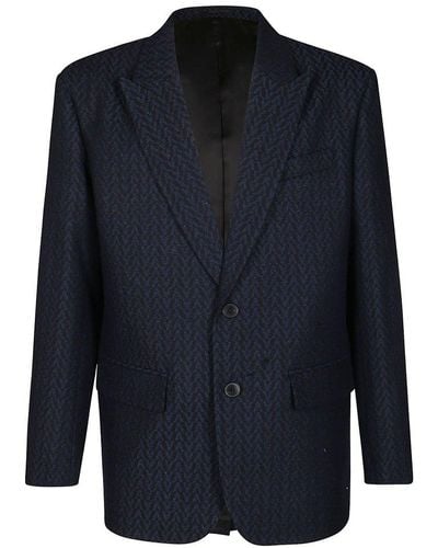 Valentino Optical Motif Detailed Jacket - Blue