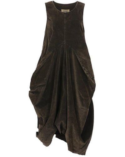 Uma Wang Raw Hem Crewneck Short-sleeved Dress - Black