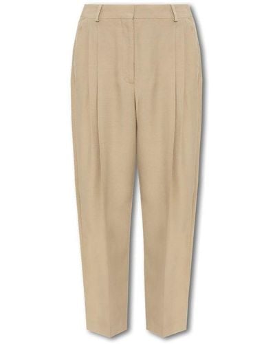 Stella McCartney Cropped Pleated Trousers - Natural