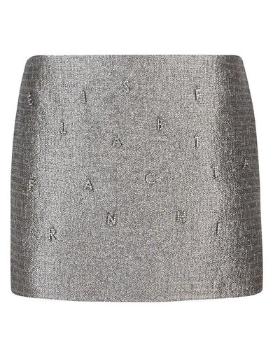Elisabetta Franchi Crystal Embellished Tweed Mini Skirt - Grey
