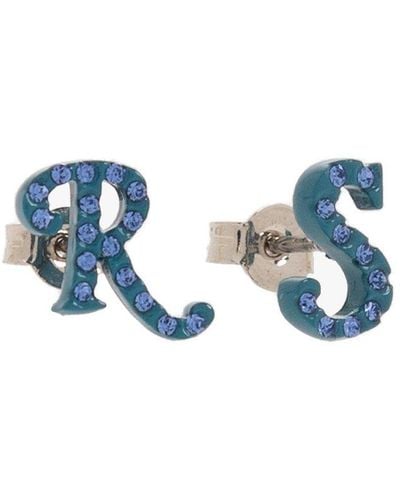 Raf Simons Logo Earrings - Blue