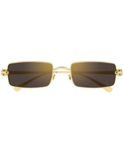 Cartier Rectangle Frame Sunglasses - Brown