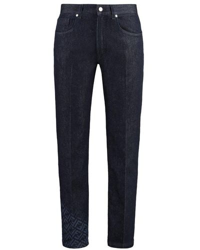 Fendi Regular-Fit Cotton Jeans - Blue