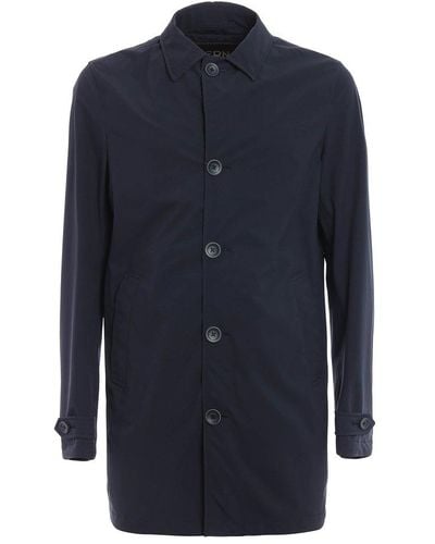 Herno Button-up Coat - Blue