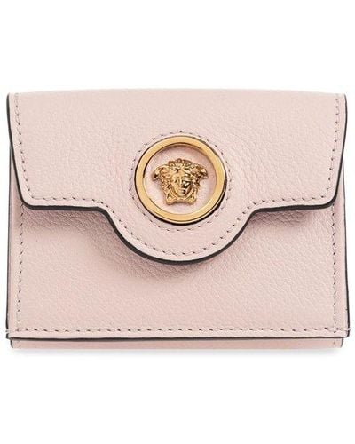 Versace La Medusa Plaque Tri-fold Wallet - Pink