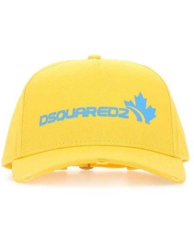 DSquared² Logo-detailed Distressed Baseball Cap - Yellow