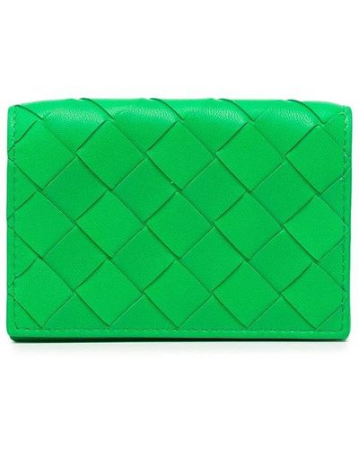 Bottega Veneta Woven Business Card Case - Green