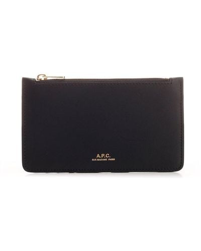 A.P.C. Willow Embossed Card Holder - Black