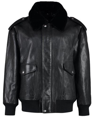 Prada Removable Collar Leather Jacket - Black