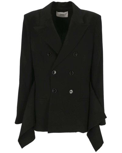 Ami Paris Double Breasted Tailored Blazer - Black