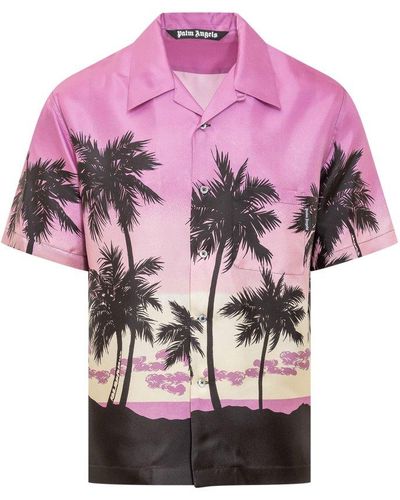 Palm Angels Sunset Bowling Shirt - Pink