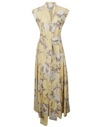 Ballantyne Floral-printed Belted Dress - Metallic