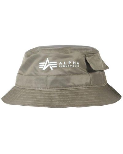 Alpha Industries Logo Printed Bucket Hat - Green