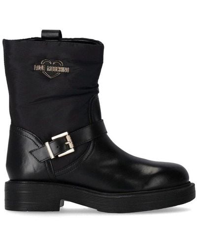 Love Moschino City Love Biker Ankle Boots - Black