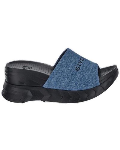 Givenchy Logo Printed Denim Sandals - Blue