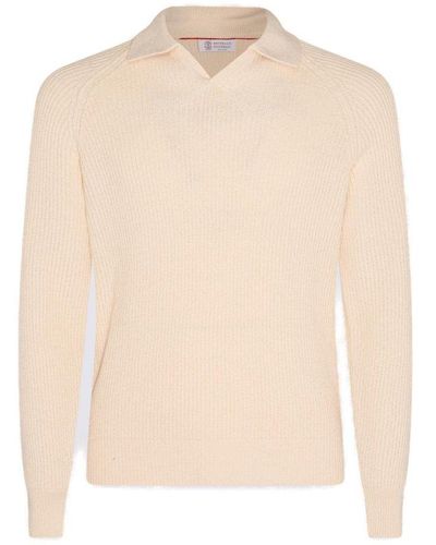 Brunello Cucinelli Long-sleeved Knitted Jumper - White