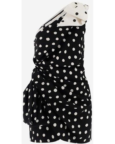 Saint Laurent One-shoulder Bow Mini Dress - Black