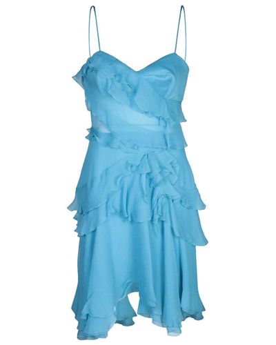 Ermanno Scervino Ruffled Chiffon Dress - Blue