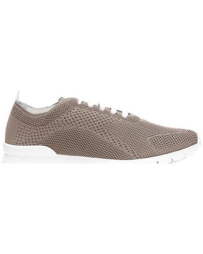 Kiton Almond-toe Lace-up Knit Sneakers - Brown