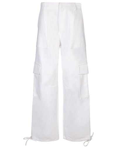 Moschino Jeans High Waist Wide Leg Cargo Trousers - White