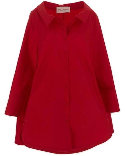 Valentino Buttoned Long-sleeved Dress - Red