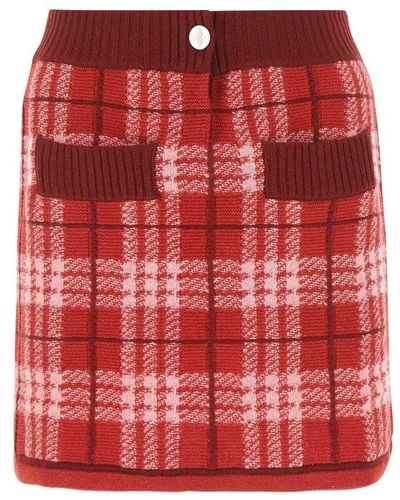 Barrie Checkered Knit Skirt