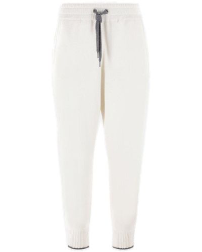 Brunello Cucinelli Tapered-leg Drawstring Track Trousers - White