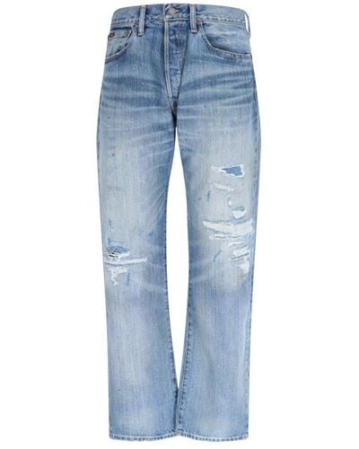 Polo Ralph Lauren Distressed Straight Leg Jeans - Blue