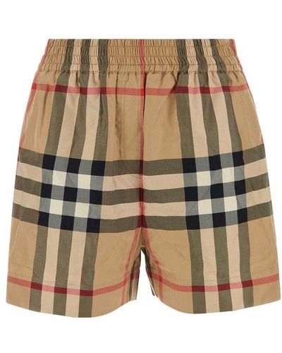 Burberry Vintage Check-pattern Elasticated Waistband Shorts - Brown