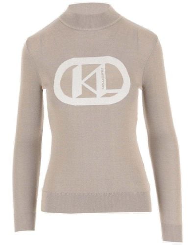Karl Lagerfeld Viscose Blend Pullover With Logo - White