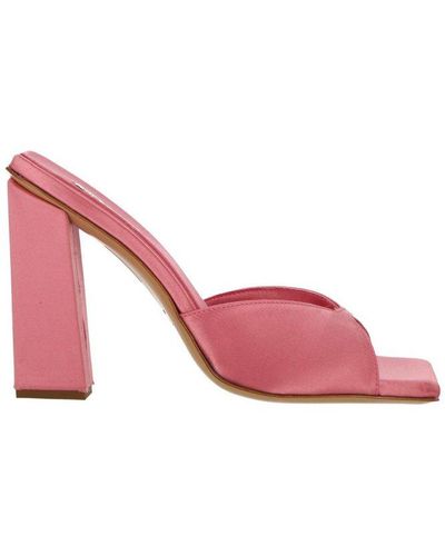 Gia Borghini Rosie 14 Square-toe Satin Sandals - Pink