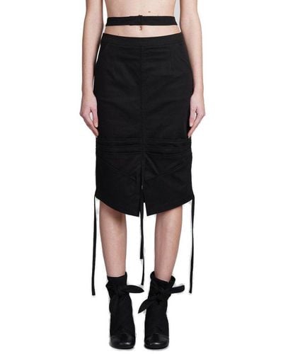 ANDREA ADAMO Cut-out Detailed Strapped Midi Skirt - Black