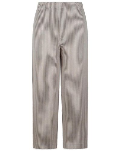 Homme Plissé Issey Miyake Straight Leg Cropped Trousers - Grey