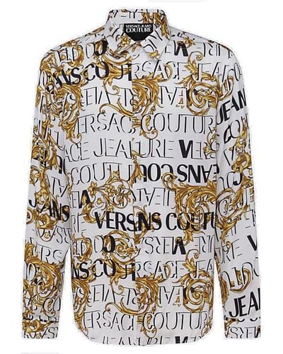 Versace White-gold Leather Blend Shirt