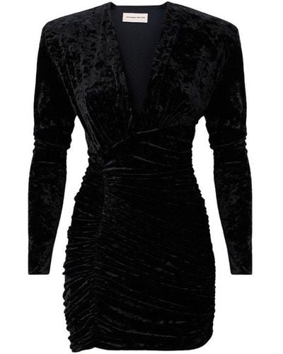 Alexandre Vauthier Draped Velvet Dress - Black