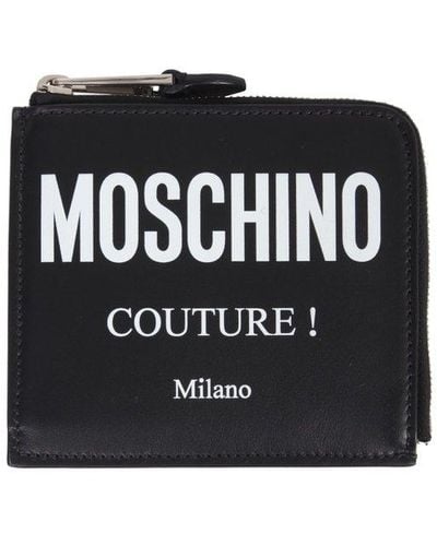 Moschino Square Wallet With Leather Logo - Black
