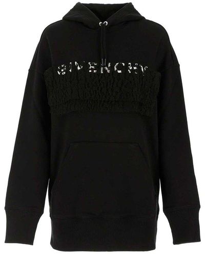 Givenchy Oversize Lace-details Hooded Sweatshirt Xs - Black