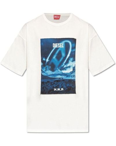 DIESEL T-boxt-q16 Graphic-print Crewneck T-shirt - Blue