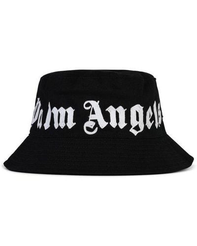 Palm Angels Logo Printed Bucket Hat - Black