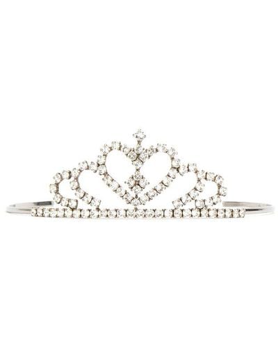 Saint Laurent Crystal Embellished Crown - White