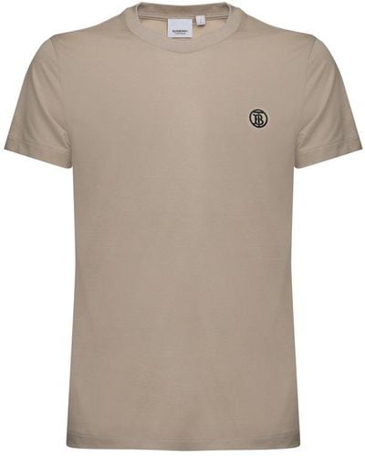 Burberry Cotton T-shirt With Monogram Motif - Gray